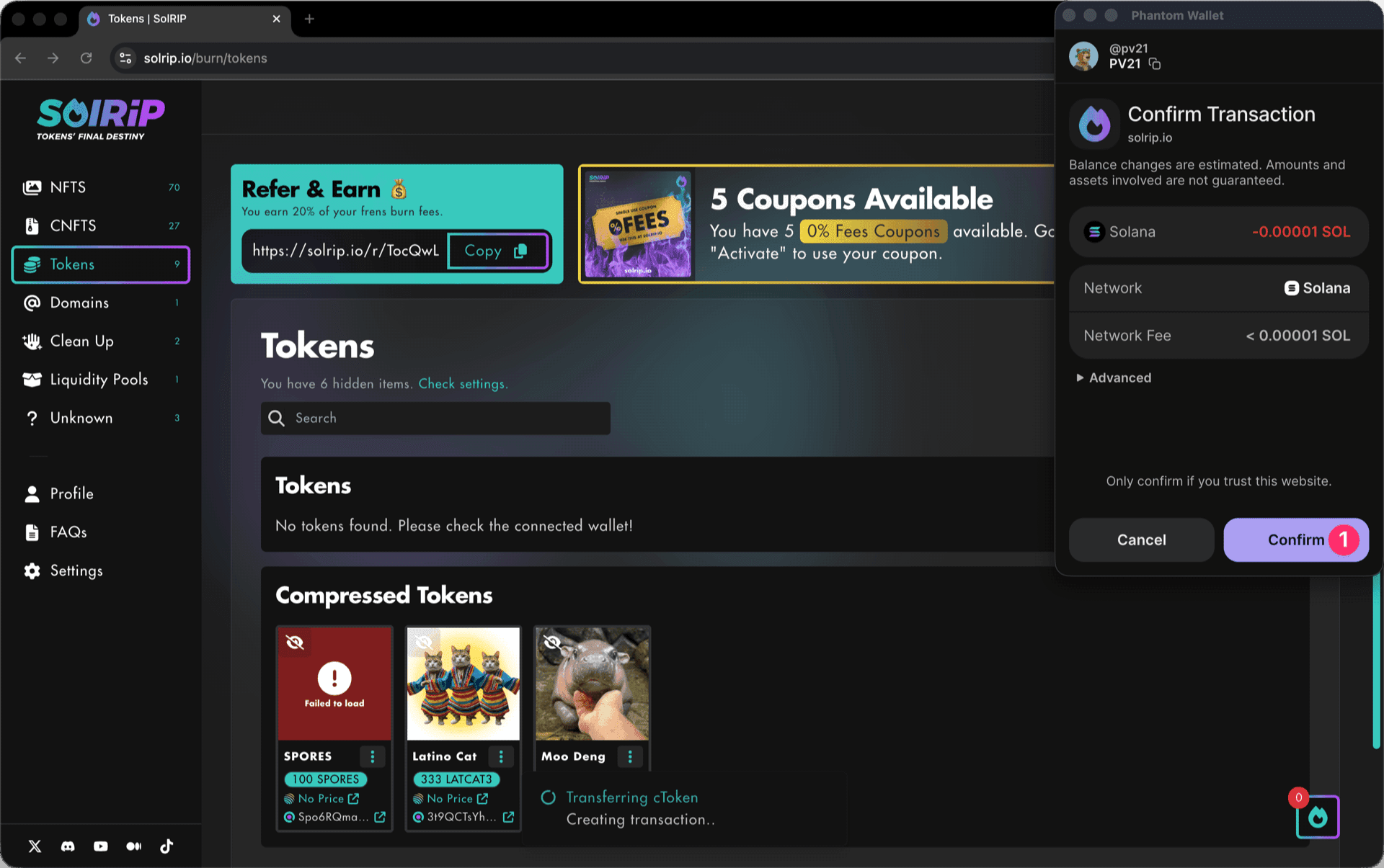 Transfer cTokens Step 3