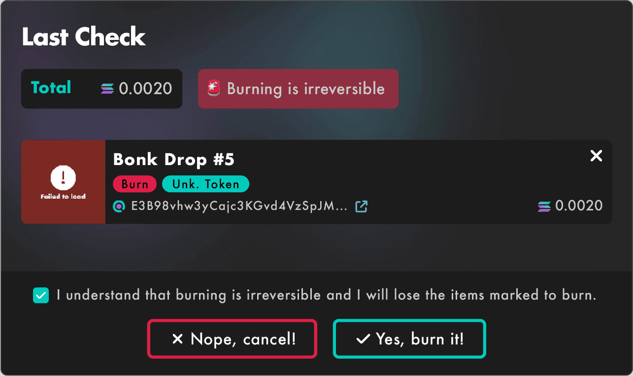 How to Burn Unknown Items with SolRIP