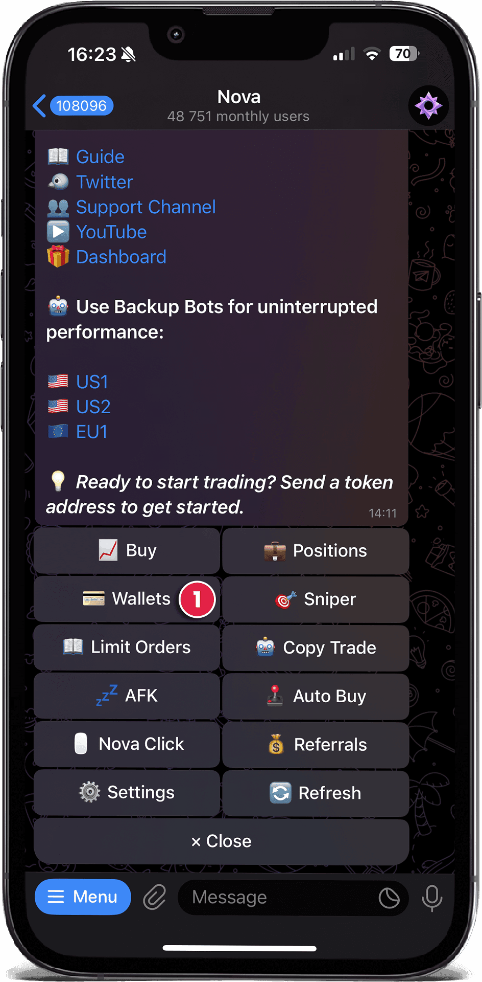 Click Wallets Button