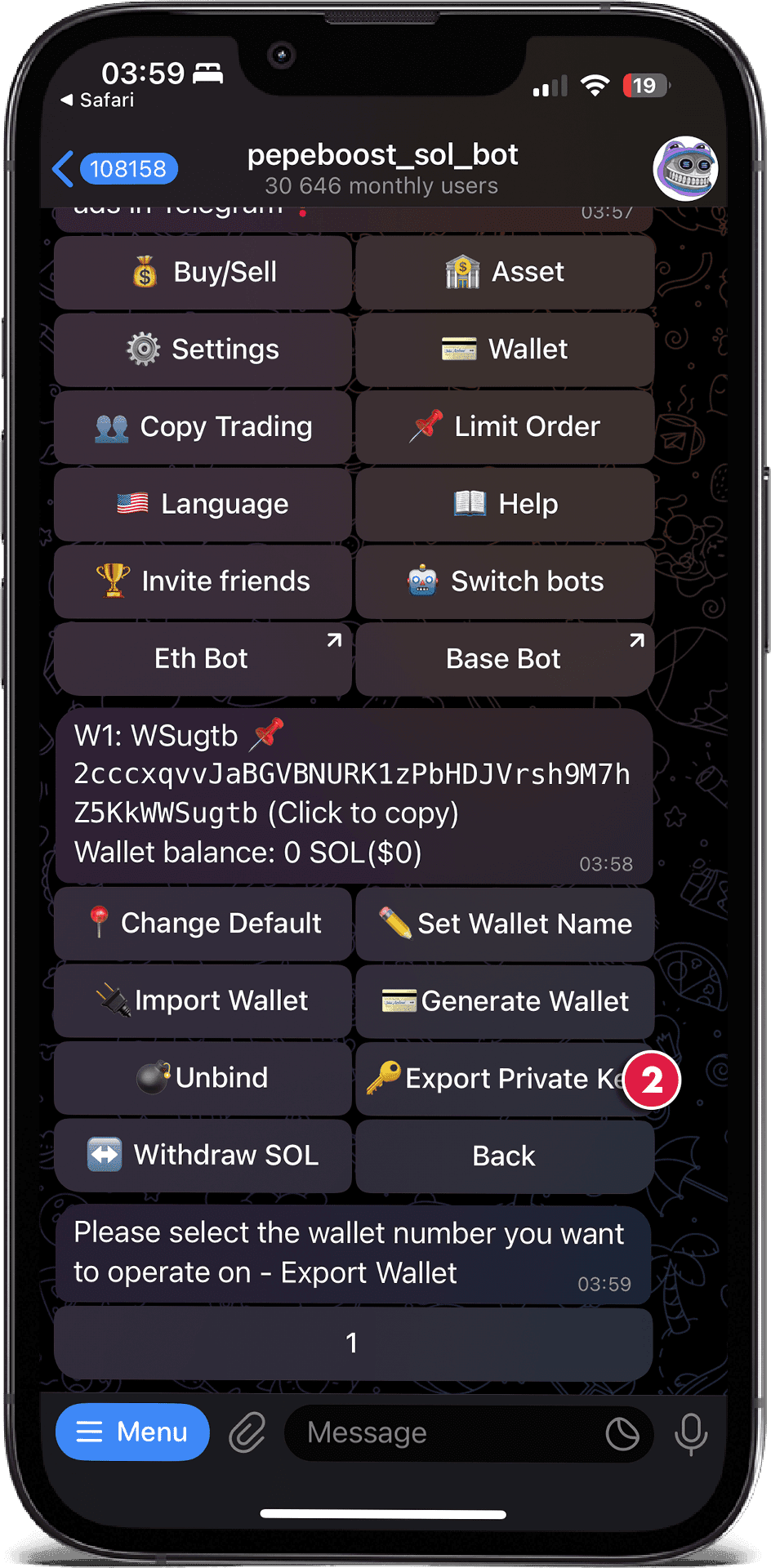 Click Export Private Key