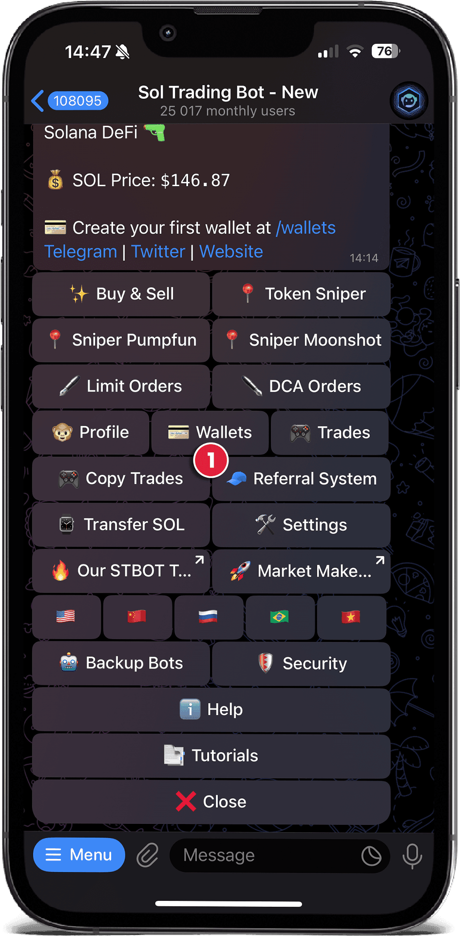 Tap the Wallets button