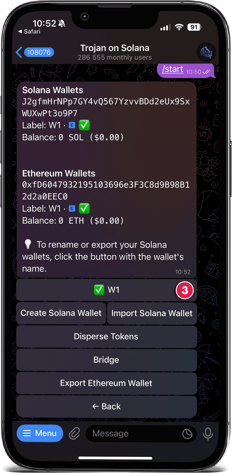 Tap the W1 Button