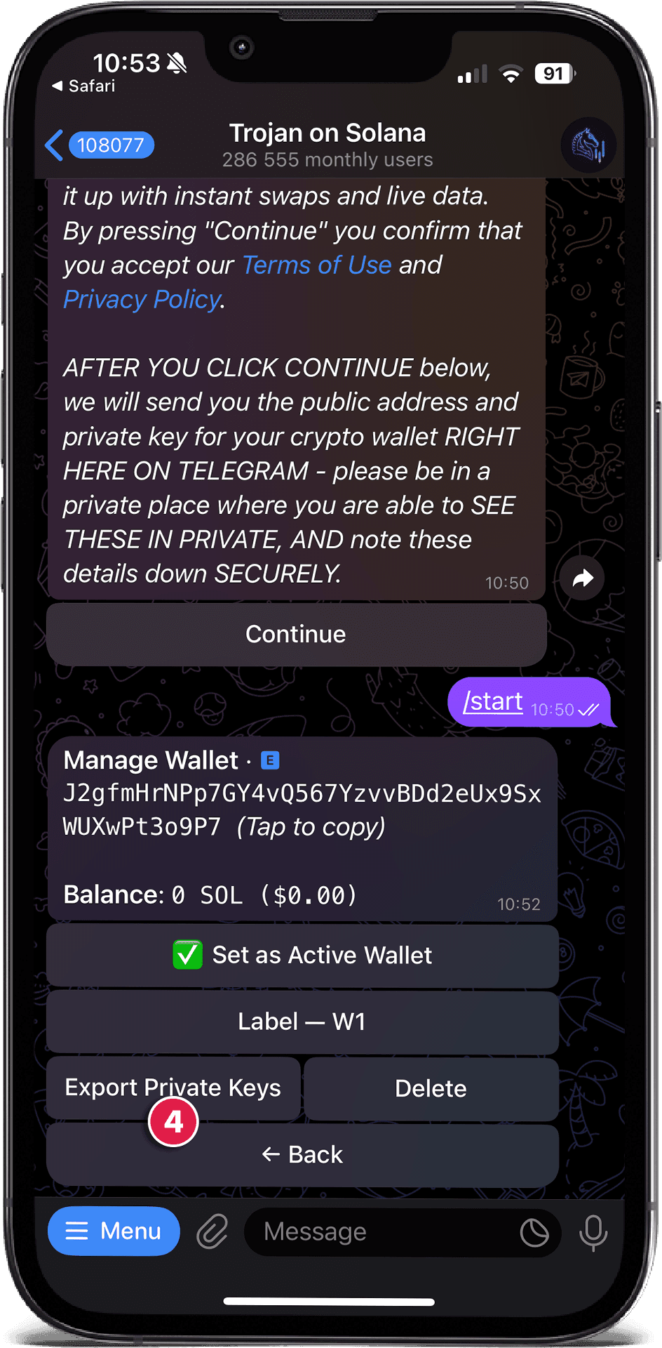 Click Export Private Keys