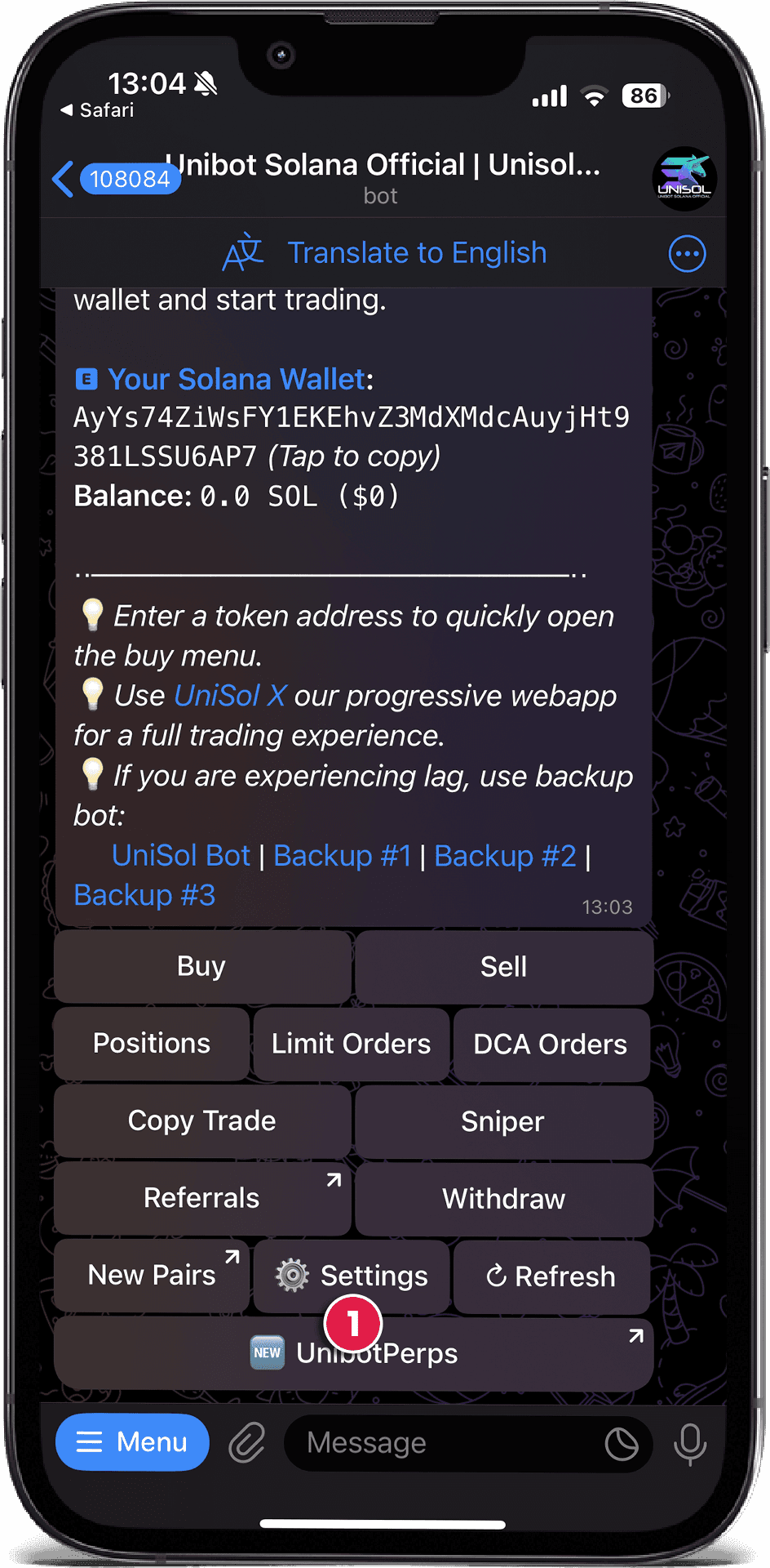 Tap Settings